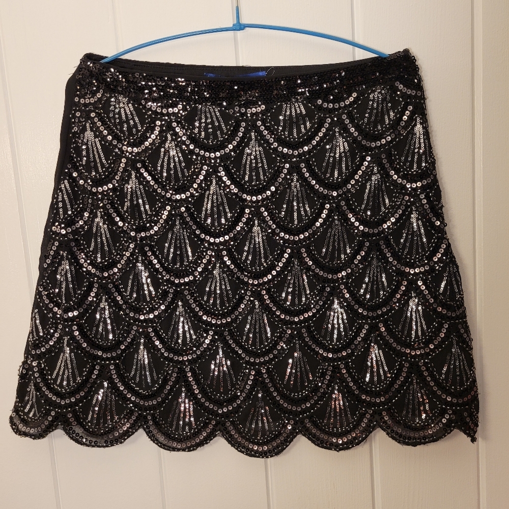 Franchesca's Blue Rain beaded sequin skirt M